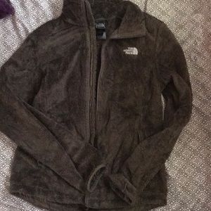 Brown Fuzzy Northface Zip up Jacket